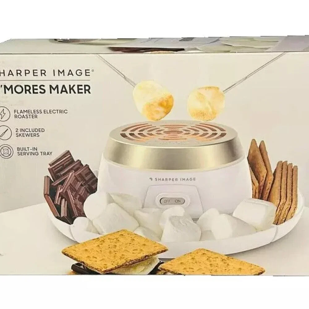 NEW Sharper Image Tabletop S'mores Maker w/ Serving Tray & Skewers